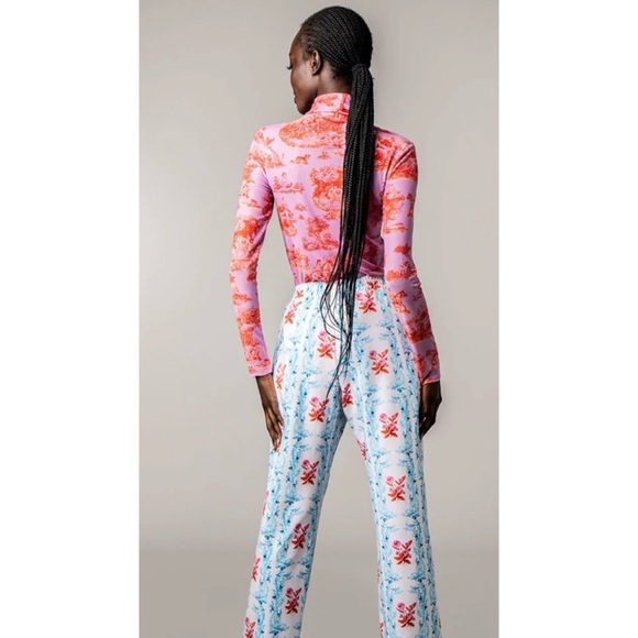 Rachel Antonoff Taffy Batter MANHUNT Lillian Pink/Red Mesh Knit Top Size Large - Picture 6 of 16